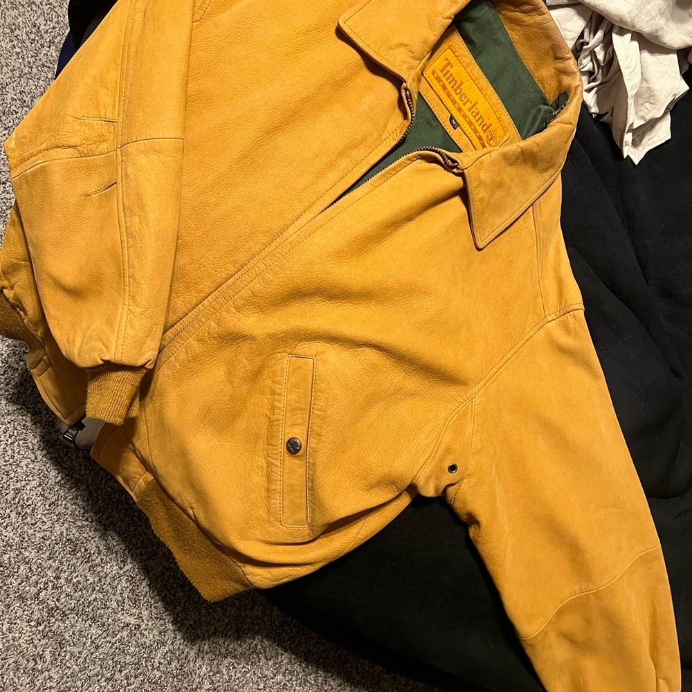 Timberland camel leather jacket size M